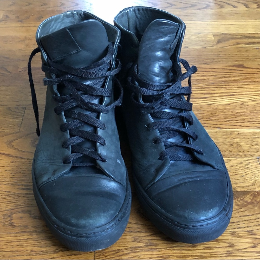 River Island black leather converse style high top